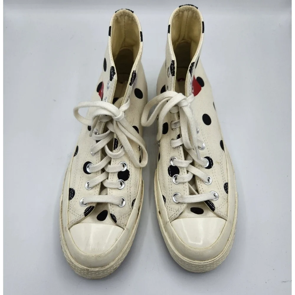 Comme Des Garcons Play x Chuck Taylor All Star High Top White Polka Dot M‎ 7 W 9